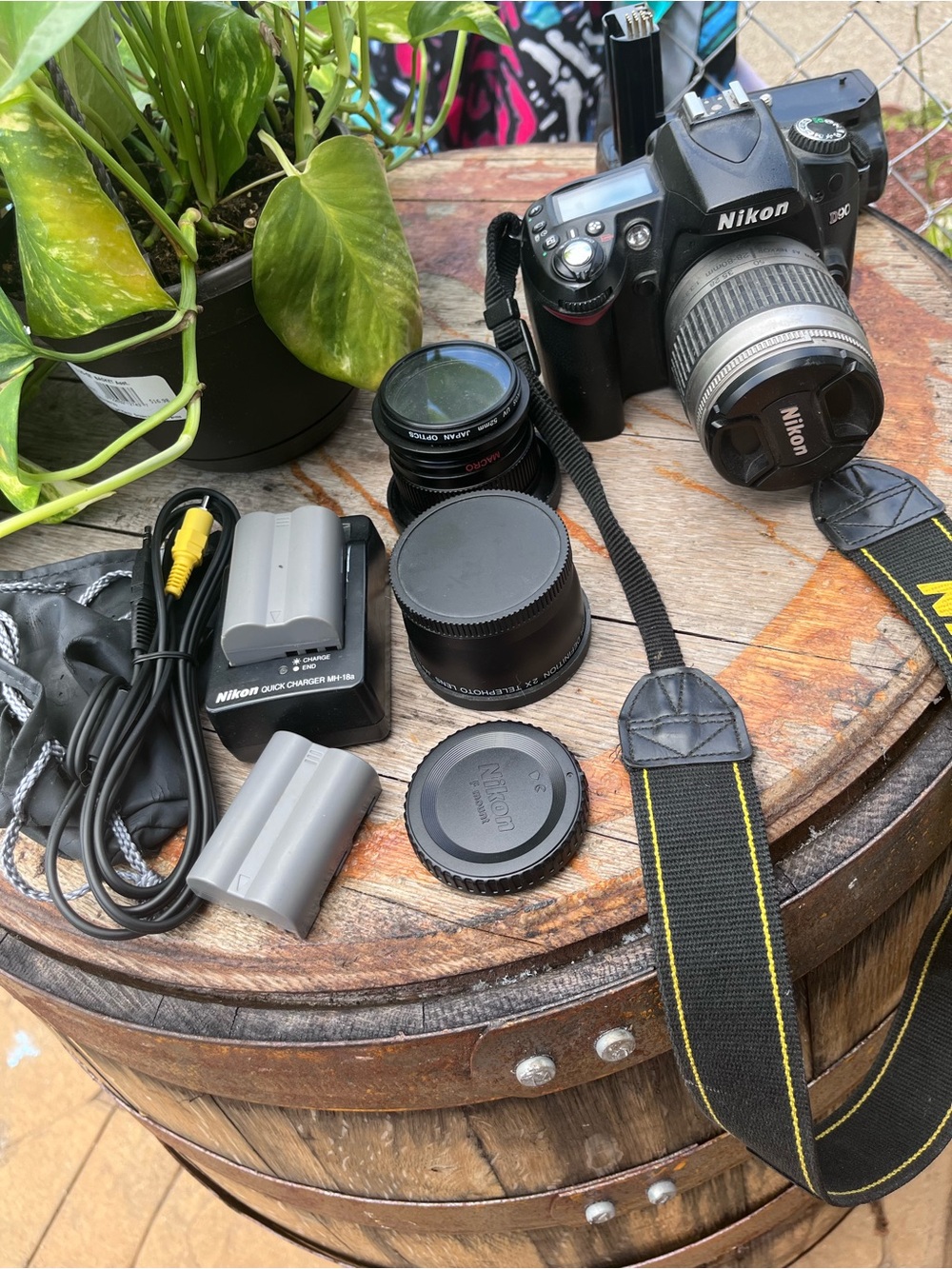 Nikon D90 Black DSLR Camera with Multiple Lenses, Straps, and accessories